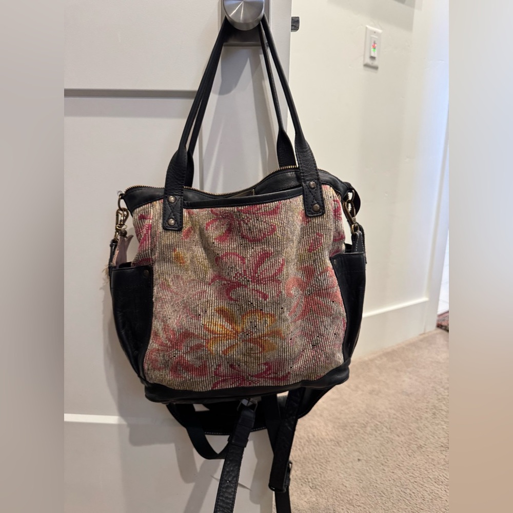 Nena & Co. Floral Tapestry Backpack Tote in Black, Pink, Yellow